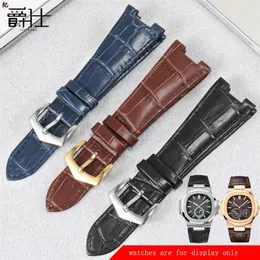 Concave Interface Genuine Leather Strap Replace PP 5711 5712G Male And Female Special Cow Watch Chain Black Blue Brown Bands284C