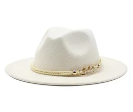 Blackwhite Wide Brim Simple Top Hat Panama Solid Fedoras Hat для мужчин Женщины Искусственная шерстяная смесь джазовая Cap4607505