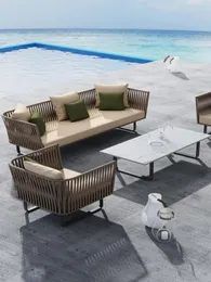Campmöbel Hochqualität einfache moderne Outdoor -Terrasse Balkon Lounge Sofa Rattan Stuhl Terrasse Set Muebles Jardin Äußere