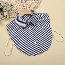 Bow Ties Blue Striped Fake Collar Women False Tie Detachable Lapel Blouse Top Half Shirt Decor Clothes Accessory