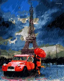 M￥lningar Oframe DIY Picture Oil efter siffror m￥larnummer f￶r heminredning duk m￥lning 5065 cm regn i Paris