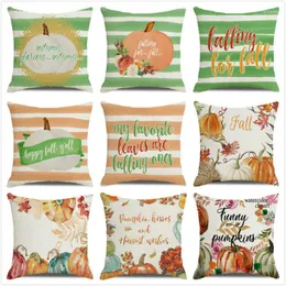 Pillow 45cm Watercolor Pumpkins Happy Thanksgiving Linen/Cotton Throw Covers Cover Home Decor Pillowcase