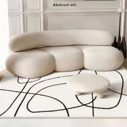 Tapetes minimalistas modernos para sala de estar grande decoração de quarto de quarto macio de tapete de tapete caseira listrada tapete de lavagem espessa