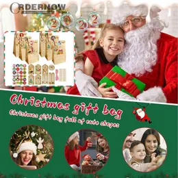 Present Wrap Christmas Presentomslag Väska Icke-giftigt mellanmål Lagring Hängande Puches Handmonterade Xmas Countdown Gifts Pack Holiday Supplies