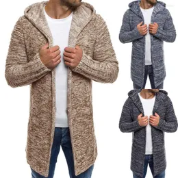 Men's Hoodies Hoodie For Hooded Solid Knit Trench Coat Jacket Cardigan Long Sleeve Outwear Blouse#NFA