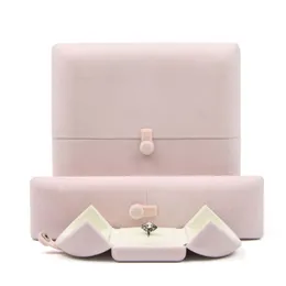 Double Open Jewelry Box Small Portable Travel Jewelry Organizer Velvet Ring Bracelet Necklace Earrings Packaging Boxes