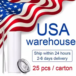 Ship Within 12H STRAIGHT mugs 20oz Sublimation Tumblers with Straw Stainless Steel Water Bottles Double Insulated Cups Mugs for Birthday US warehouse ss1228