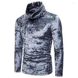 Erkek Tişörtleri Sonbahar Kış Erkekler Kadife Yavurucu Yelttaşlığı Uzun Kollu Gömlek Adam Sıcak Vintage Sıradan Tee Velor Giyim Damağı