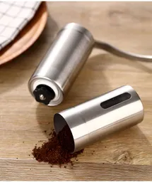 Manuell kaffekvarn för präglingsmaskin Handhållen Mini K Cup Borstat rostfritt stål Portable Conical Grinder RRD62