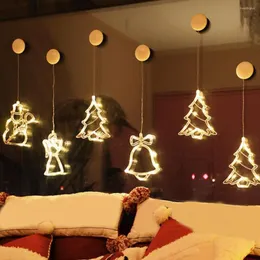 Decorazioni natalizie Luce a LED Stella Campana Pupazzo di neve Babbo Natale Ventosa Fata Decorazioni per finestre di casa Forniture per feste festive Ciondolo