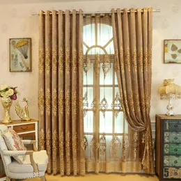 Kurtyna haftowane zasłony europejski styl do salonu w sypialni brązowy luksusowy luksusowy zaciemnienie pomieszczenia