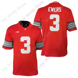 Jerseys 2021 NEW NCAA College Ohio State Football Buckeyes Football Jersey 3 Quinn Ewers Red Size S-3XL All Sitched Youth Oper