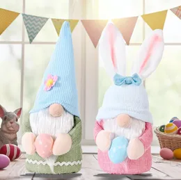 Forniture per decorazioni pasquali Bomboniere Creative Rabbit Hold Egg Ornamenti per bambole Orecchie rosa Regali per bambole 30x11x8cm Nuovo