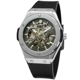 Beliebte Marke Forsining 389 Männer Vintage Luxus Silikon Gürtel Self-winding Automatische Mechanische Skeleton Armbanduhr Watch2520