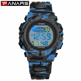 Panars Fashion Kids Watches Sports Children's Watch LED Colorful Lights 12 24 Hour Camouflage Relogio Infantil Boy Student 20285m