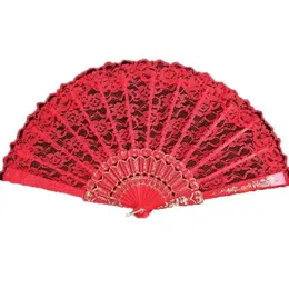 Handmade Cotton Lace Hand Held Fan Party Bridal plastic Frame Cosplay Wedding Props Fashion Fan Tulle RRC650