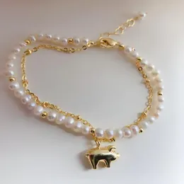 Link Armbänder Nette Gold Schwein Trojaner Natürliche Perle Perlen Kette Für Frauen Mädchen Geburtstag Geschenk 2022 Mode Charms Schmuck Pulcera