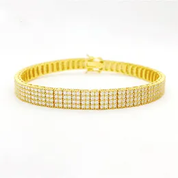 New Fashion Chain Bracelets Passed Test 4 Rows 7/8inch Gold Plated S925 Sterling Silver Moissanite Diamond Tennis Bracelet for Men Women Nice Gift