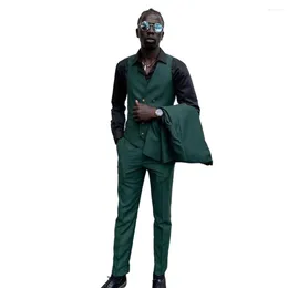 Ternos masculinos Custom Green Made Men's Men's Sapated Lapeel para Blazers de Casamento Três Peças Tuxedos Male Groom Wear Jaquetas de baile Colete com