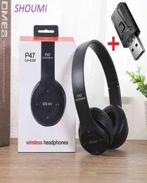 Headsets P47 Wireless Kopfhörerfaltbar Bass Bluetooth 50 Earphone Kid Helm Geschenk TFCard mit Mikrofon -USB -Bluetooth -Adapter für TV5421941