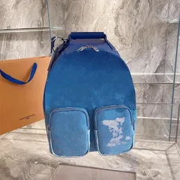 designer Backpack for Classic Fashion Backpacks Leather Top-Quality Blue Sky Cloud Multi pocket Back pack3378