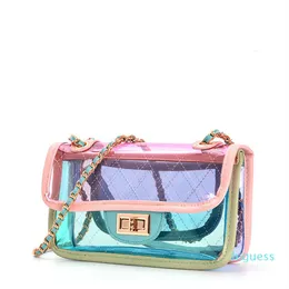 Designer- Dam Transparent Väska Klar PVC Messenger Beach Shoulder Bag Jelly Small Tote Laser Holographic Handbag248w