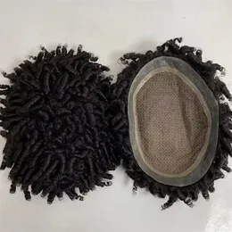 Pezzi di capelli umani vergini brasiliani 8x10 # 1b 15mm Curl Full Silk Base Toupee per uomo