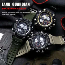 2020 SMAEL Sport Men's Wristwatch liderou rel￳gio digital ￠ prova d'￡gua Dual Time Wristwatch Military Watch 1617 Mens Watches Orologi 256b