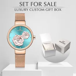 NEVIFORCE NEVIFORCE ROSE GOLD WATTSES Dress Quartz Watch Ladies with Box Box Female Watch Watch Girl Clock for 2460