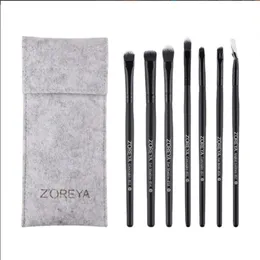 Zoreya Eye Makeup Borstes 7 PCS Professional Eyeshadow Brush Set Eyebrow Blending Eyelash Set med bärväska