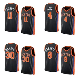 Camisas de basquete Jalen Brunson Julius Randle 9 Barrett Derrick Rose 2022-23 Temporada Black Orange City Vers￵es Homens Mulheres Junta Jovem Jersey