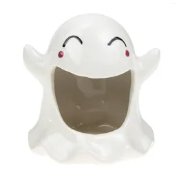 Portacandele Portacandele Fantasma Tealight Candeliere in ceramica Votivo Supporto da tavolo per feste Pilastro decorativo Decor Figurina Regalo Piatto per festival