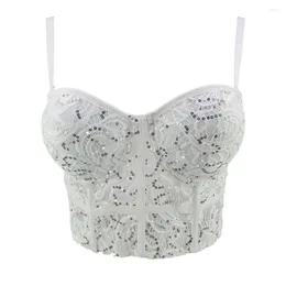 Women's Tanks Women Crop Top To Wear Out Bra Summer Lace Mesh Sexy Push Up Bustier Camis Corset Tops Casual Patchwork Female Mujer 8849