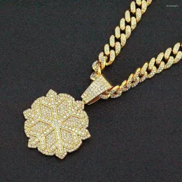 Collane con ciondolo Hip Hop Iced Out Catene cubane Bling Diamond Brand Snowflake Mens Miami Gold Chain Charm Jewelry For Men Choker