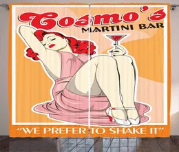 Tenda Pin Up Girl Tende Martini Cocktail Holding Woman Preferiamo scuoterlo Messaggio Soggiorno Camera da letto Finestra Tende