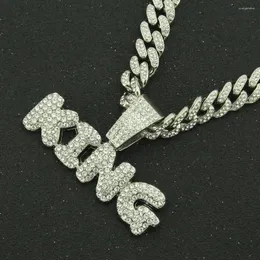 Colares pendentes Hip Hop Icepou as correntes cubanas Bling Diamond Letter King Mens Miami Chain Chain Charm Jóia Presentes