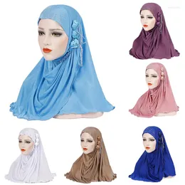 Ethnic Clothing Women Fashion Hair Wrap Scarf Solid Color Glitter Sequins Jersey Hijabs Muslim Headscarf Shawls For Turban Cap 2022