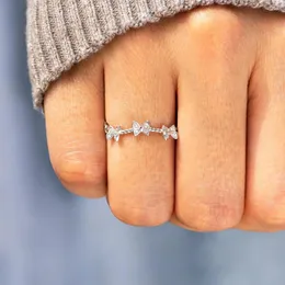 Küme Yüzük Balmora 925 Sterling Gümüş Sevimli Kelebek Parmak Yüzük Kadınlar İçin Zarif Moda CZ Stacking Anillos Takı Hediyesi