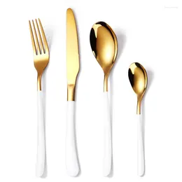 Dinnerware Sets High Quality Tableware Set Forks Knife Spoons Stainless Steel Cutlery Dishwasher Safe Dinner Gold Coffee Spoon