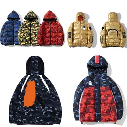 Tubarão Masculino Camuflagem Puffer Jaquetas Femininas Casaco Japonês Moda Estampado Parkas Jaqueta Vento Exterior Clássico Estilo de Rua cor cinza tamanho M/L/XL/XXL/XXXL