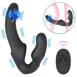 Itens de beleza Strap-on Dual Head Dildo 10 velocidades G Spot G.