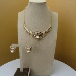 Halsbandörhängen Set Yuminglai 2022 Design Luxury Dubai Jewlries Lagden African Gold Color Jewelry FHK5640