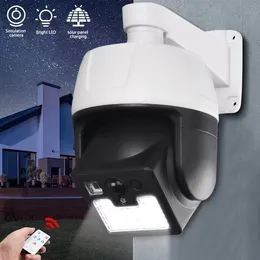 New Solar Lights Motion Sensor Security Dummy Camera Wireless Outdoor Flood Light IP65 Waterproof Lamp 3 Mode For Home Garden