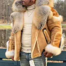 Mens Ceketler Sahte Deri Peluş Kürk Matarları Erkekler Bir Büyük Yakar Ceket Adam Casaco Feminino Giysileri Vintage Harajuku Plus Boyutu 4xl
