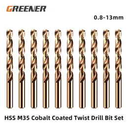Зеленый 1,0-13 мм 1pc 5pcs 10pcs Cobalt с покрытием скручиваемой буриль Набор битов HSS M35 для деревянных/металлических рубцов.