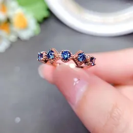 Cluster Rings Design Blue Moissanite Ring For Women Jewelry 925 Sterling Silver Lab Diamond Engagement Wedding Party Gift