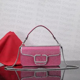 7A Top Mini Loco Crystal Spalla con diamante borsetta a V a forma di fibbia a V Women Bag Borse Interior Sheepskin Original Design New Fashion Designer1: 1