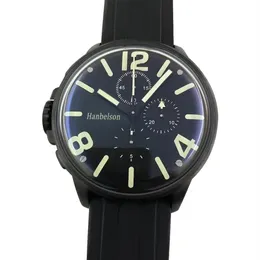 2021 Sport Style Mens relógio luminoso de vidro convexo Black Shell Quartz VK67 Multifunction Stopwatch Relógios da mão esquerda pulseira de borracha N2762