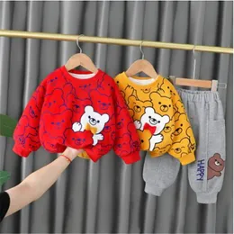 Clothing Fashion Cartoon Boys Sets 2023 Spring and Autumn New Girls Print Pullover Hoodie Pants 2 Piece Suit Children Casual Sports Set Baby Sportswear