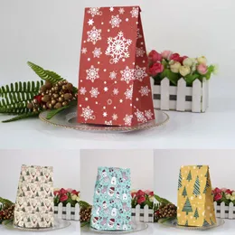 Decorações de Natal 24pcs Kraft Paper Saco com adesivos de Natal sacos de presente 4 estilo Navidad Candy Cookies Decoração de embalagem